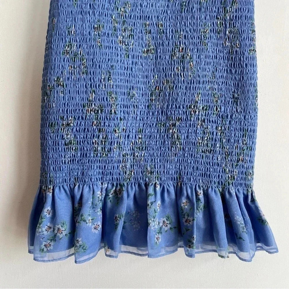 Amanda Uprichard x Revolve Amara Smocked Mini Dress Floral Blue Sundress Petite - Picture 7 of 12